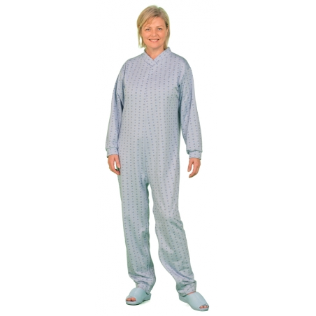 Grenouillère adulte Cluses – double fermeture dorsale et jambes, coton polyester – Amibis